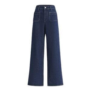 Free Assembly Wide Leg Patch Pocket Jeans – Women’s Size 8 Long – Obsidian Wash